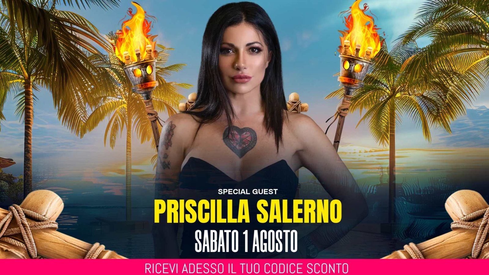 Priscilla Salerno Special Guest, Sabato 1 Agosto, Disco Penelope