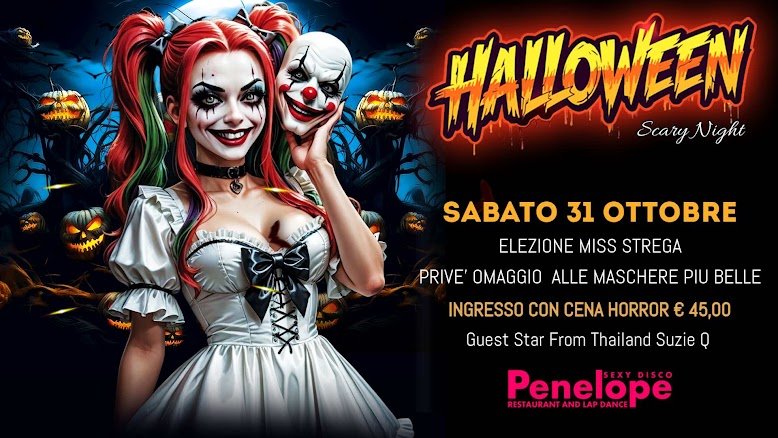 Halloween – 31/10/2026 al Disco Penelope, cena spettacolo e musica a Pontedera